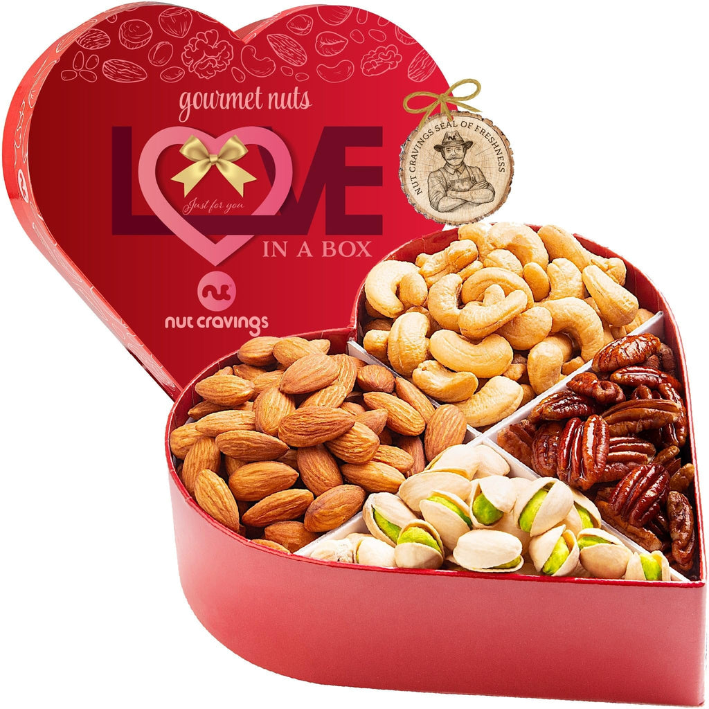 Nuts Gift Basket in Heart Box (4 Piece Assortment) NCG100052