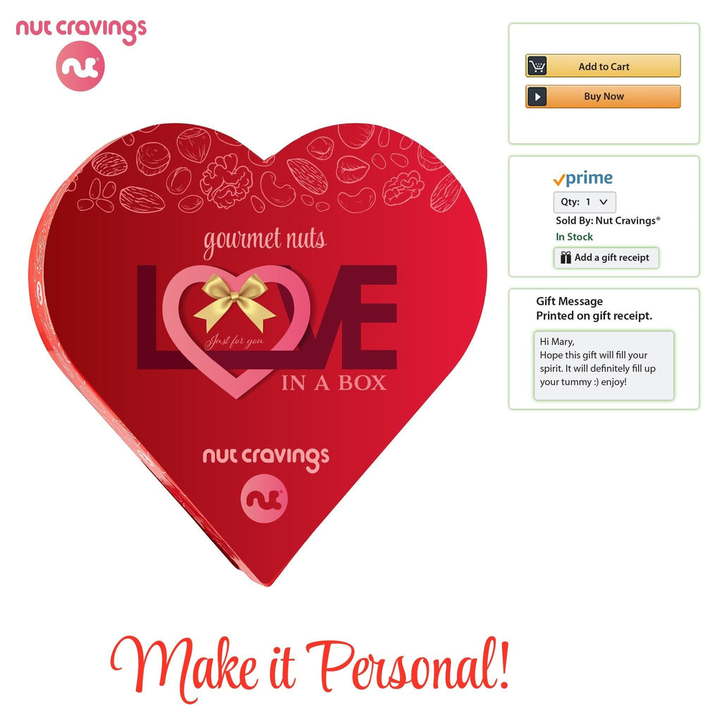 Nuts Gift Basket in Heart Box (6 Piece Assortment, 1 LB) NCG100053