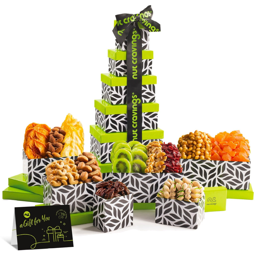 Leaf Pattern Fruit & Nut Gift Tower NCG100018