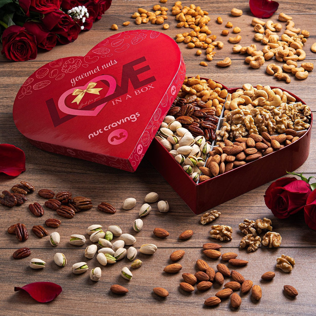 Nuts Gift Basket in Heart Box (6 Piece Assortment, 1 LB) NCG100053