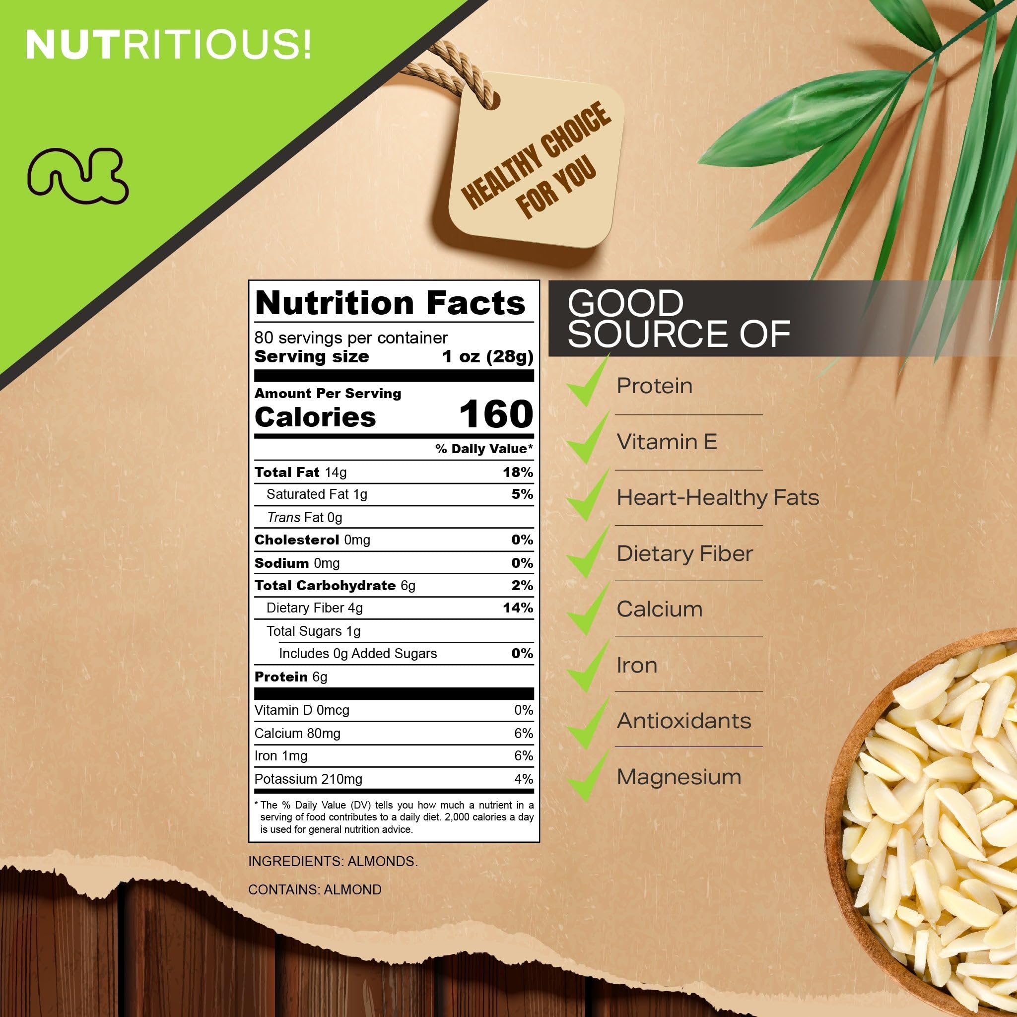 Raw Slivered Almonds, Unsalted