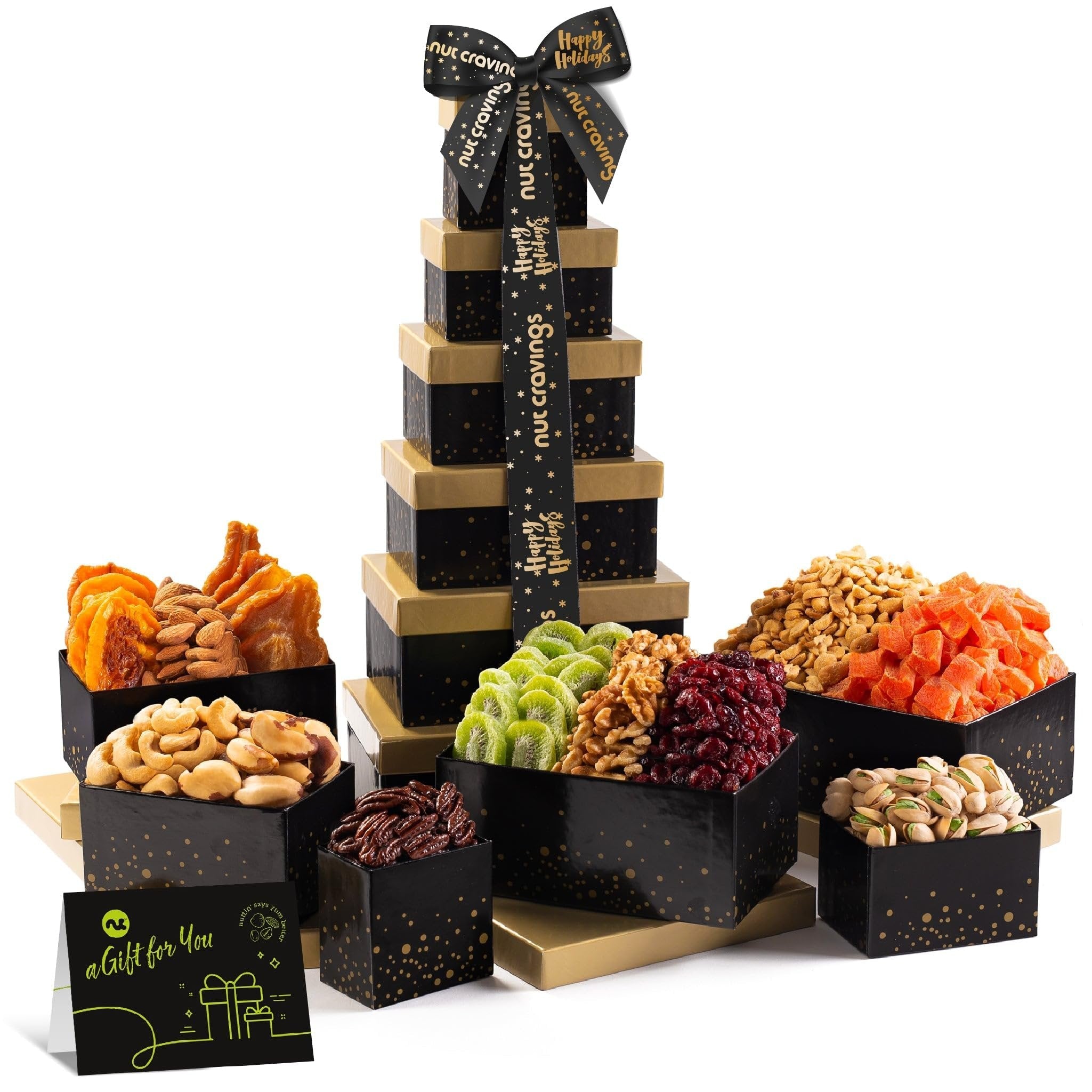 Happy Holiday Nut and Fruit Gift Tower NCG100044