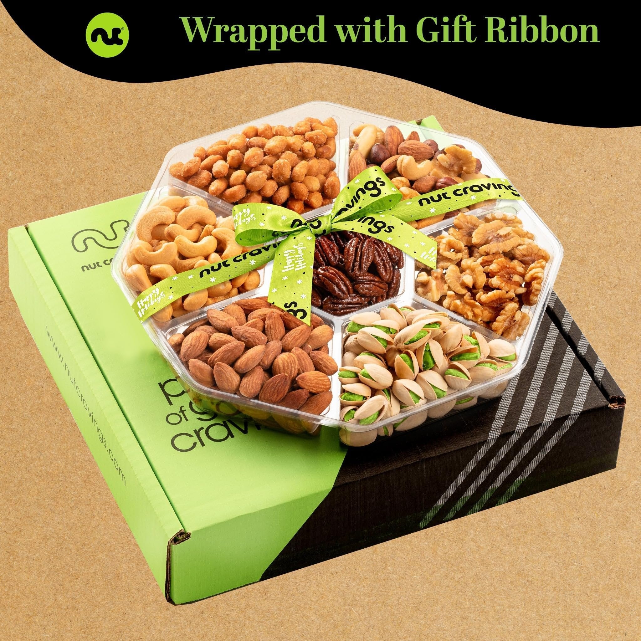 Happy Holidays Mixed Nuts Sectional Tray Large NCG100041