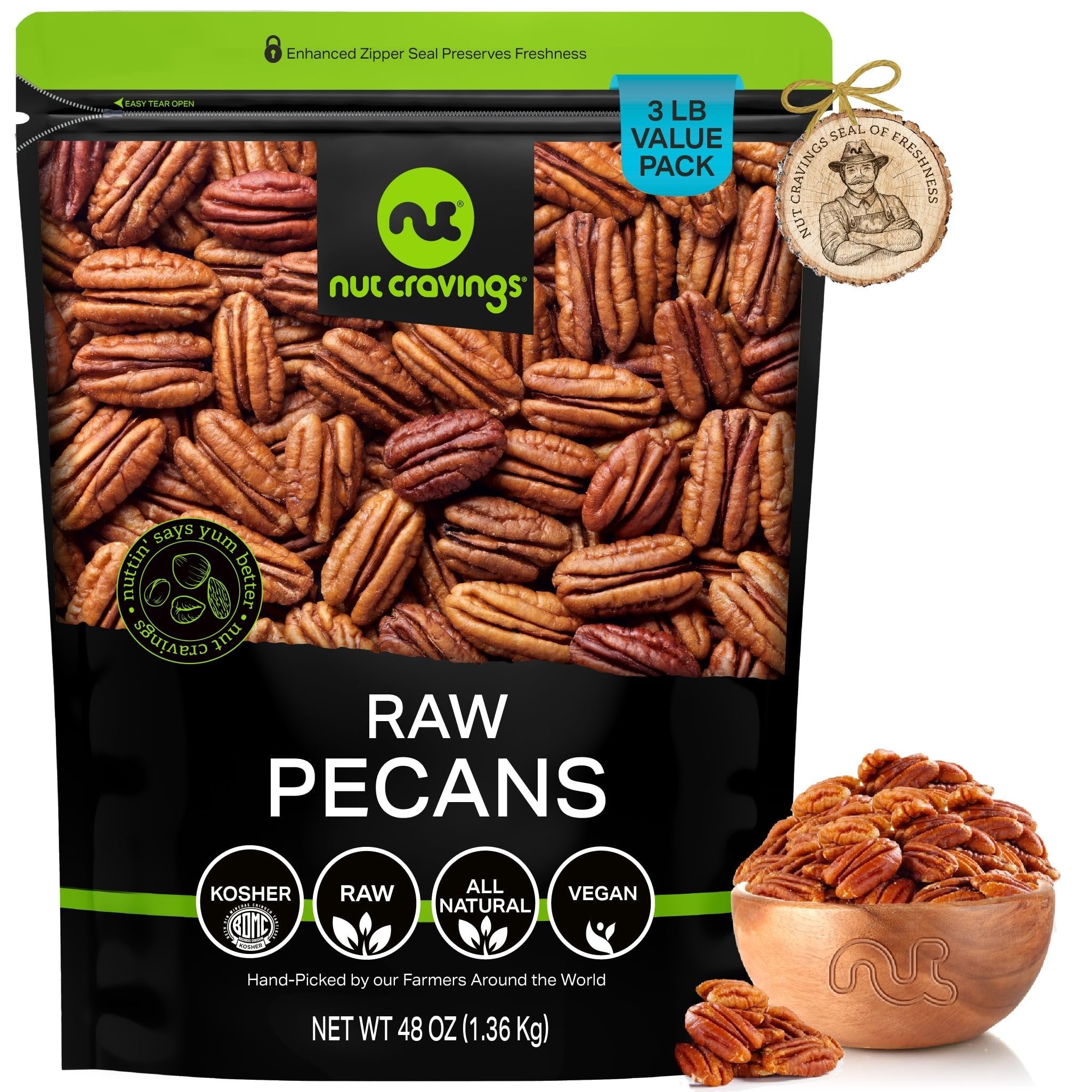 Raw Pecans Halves & Pieces, Unsalted, Shelled