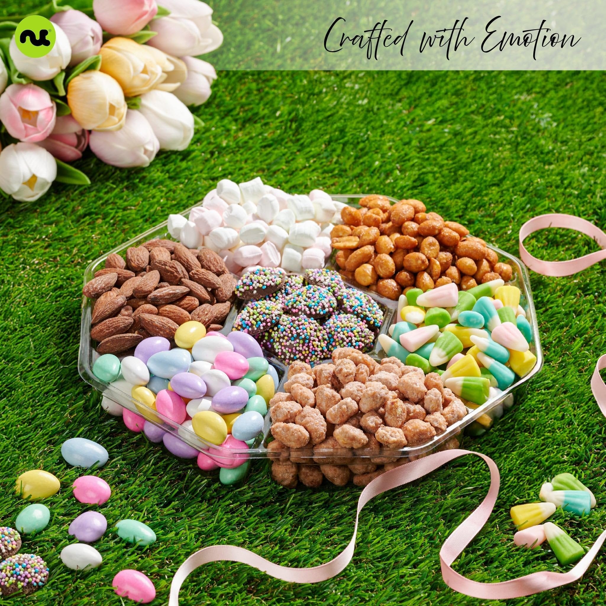 Easter Candies & Mixed Nuts Gift Basket in Red & Gold Box