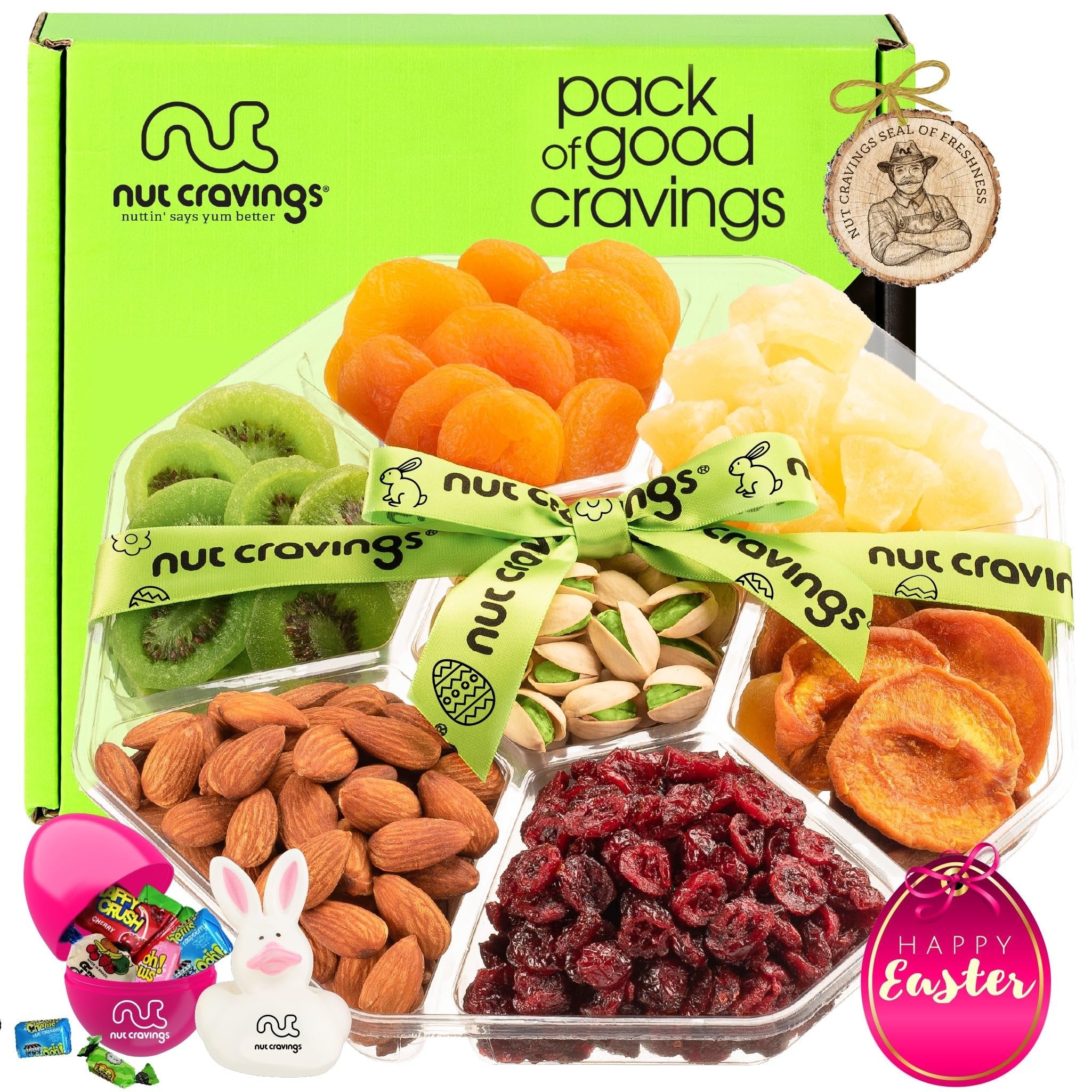 Easter Mixed Nuts & Dried Fruit Sectional Gift Box Large (Fun & Bunnies Included!)