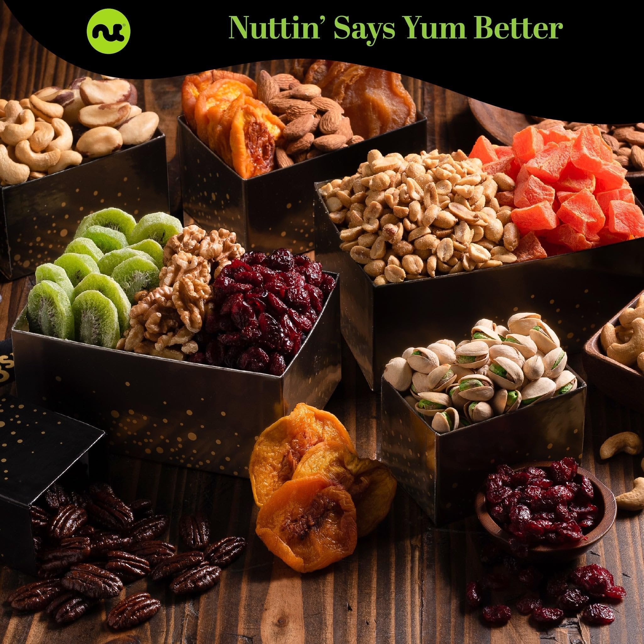 Happy Birthday Nuts & Dried Fruits Tower Gift Basket NCG100045