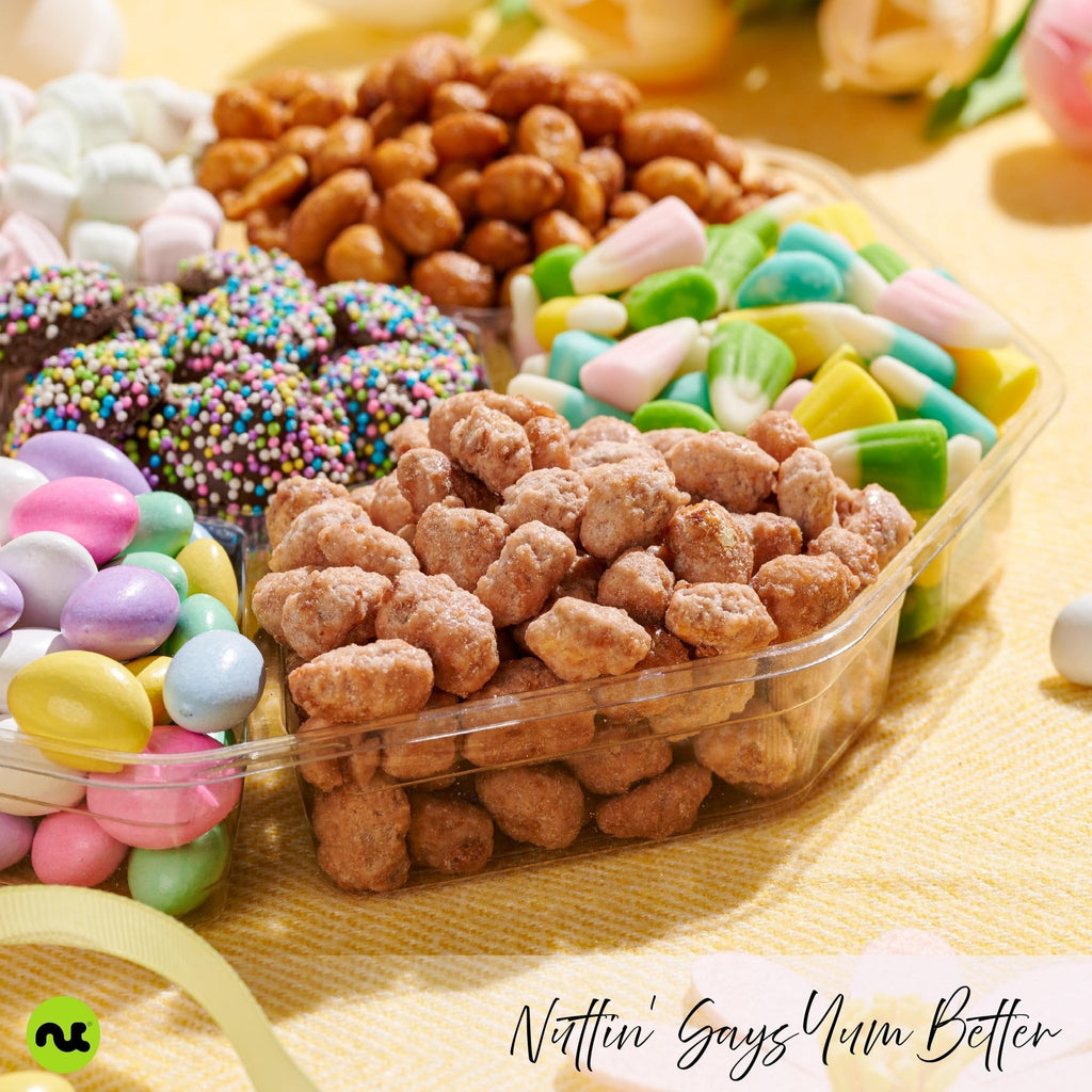 Easter Candies & Mixed Nuts Gift Basket in Red & Gold Box