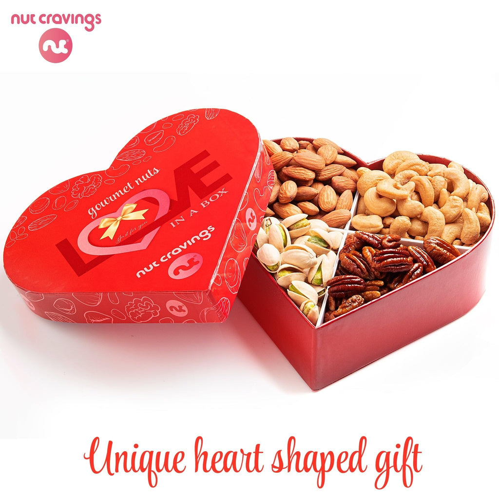 Nuts Gift Basket in Heart Box (4 Piece Assortment) NCG100052