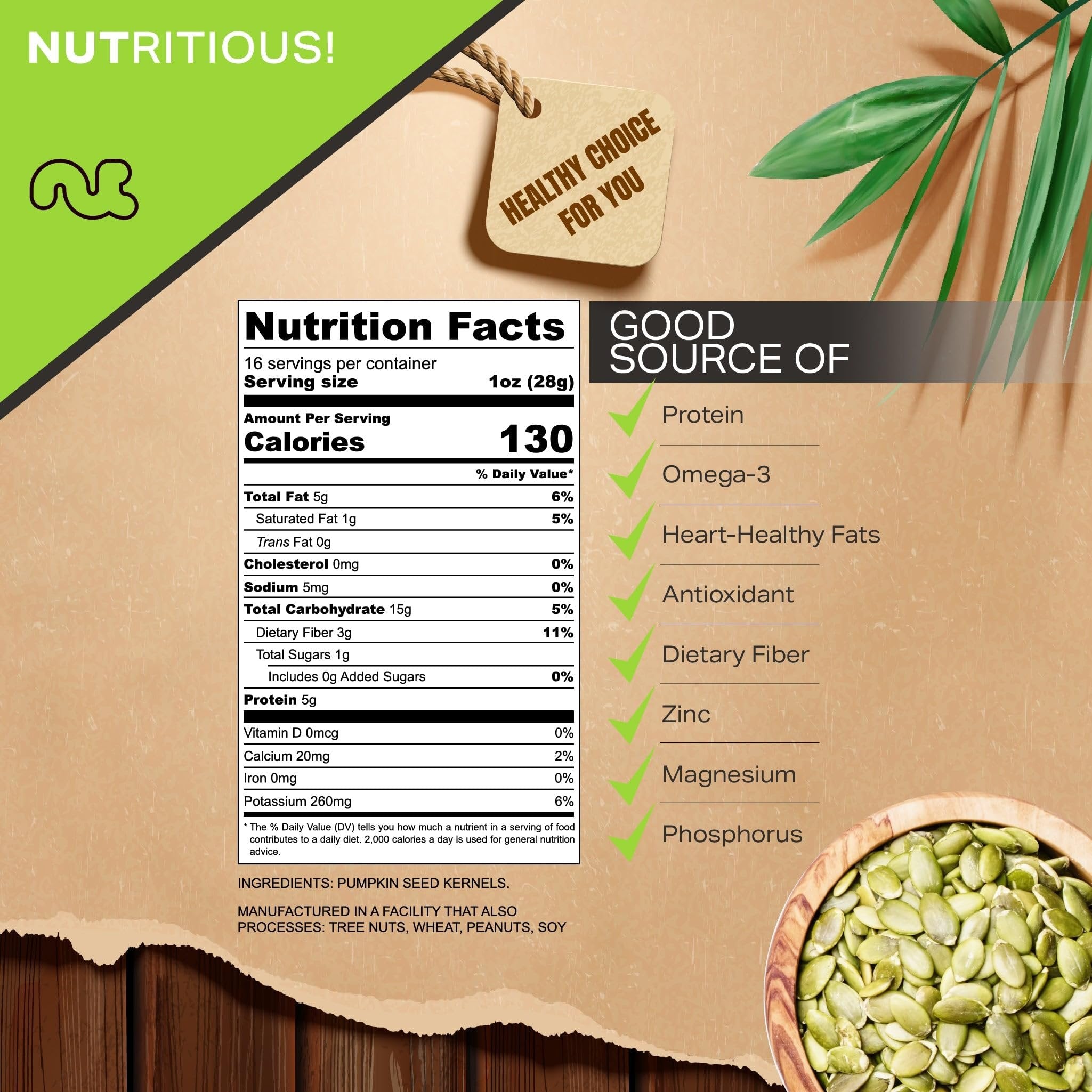 Raw Pumpkin Seeds Pepitas, Unsalted